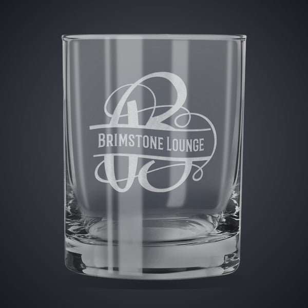 13.5 oz. Heavy Base Double Old Fashioned Glass laser engraved with a custom logo