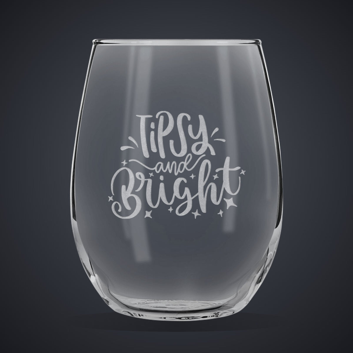 15 oz. Stemless Wine Glass laser engraved with a custom logo