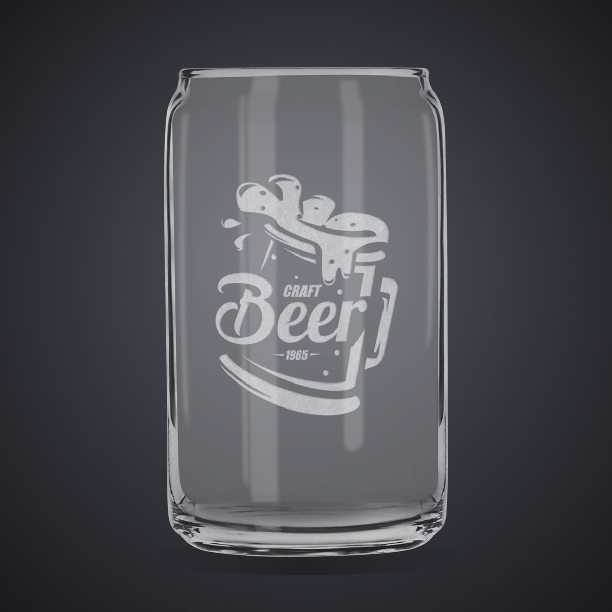 16 oz. Beer Can Glass laser engraved with a custom logo