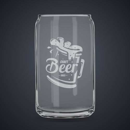 16 oz. Beer Can Glass laser engraved with a custom logo