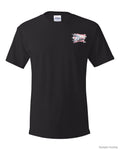 Hanes Essential-T in Black with a small left-chest logo (sample mockup)
