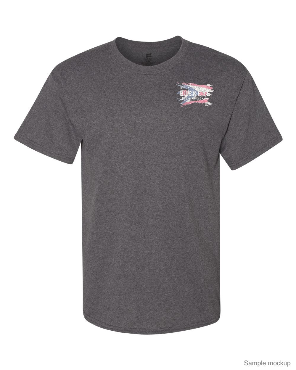 Hanes Essential-T in Charcoal Heather with a small left-chest logo (sample mockup)