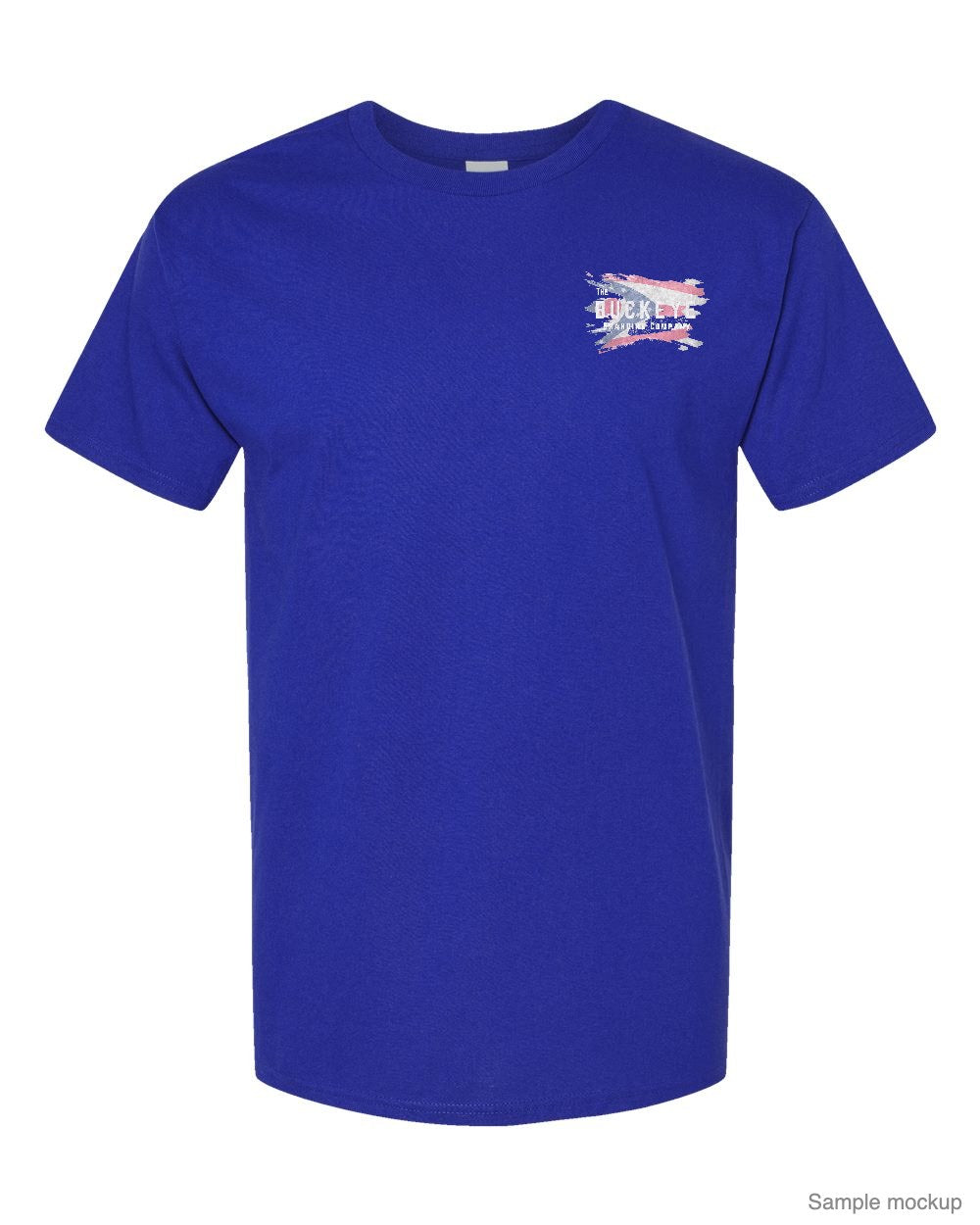 Hanes Essential-T in Deep Royal with a small left-chest logo (sample mockup)
