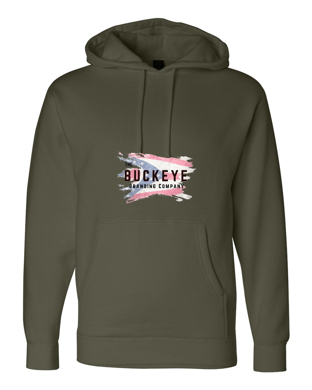 Independent Trading Heavyweight Hoodie in Army with custom logo