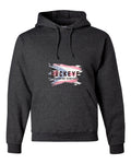 Jerzees NuBlend Hoodie in Black Heather with custom logo