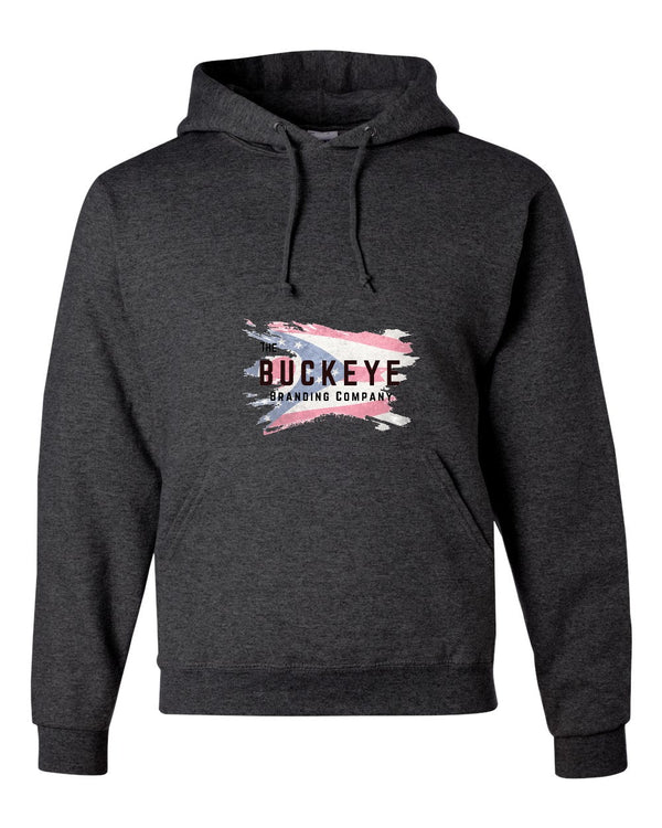 Jerzees NuBlend Hoodie in Black Heather with custom logo