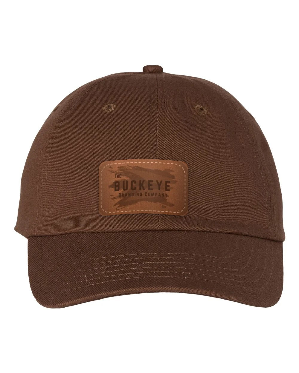 Classic Dad Hat VC300A in Brown with laser-engraved leather patch (sample logo)