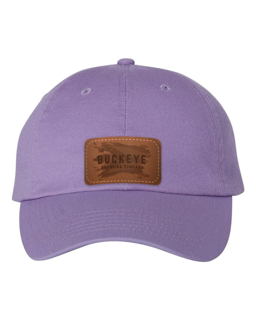 Classic Dad Hat VC300A in Lavender with laser-engraved leather patch (sample logo)