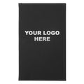 Leatherette journal in Black/Silver with YOUR LOGO HERE engraving placement