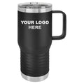 20 oz. coffee travel mug in Black with YOUR LOGO HERE engraving placement