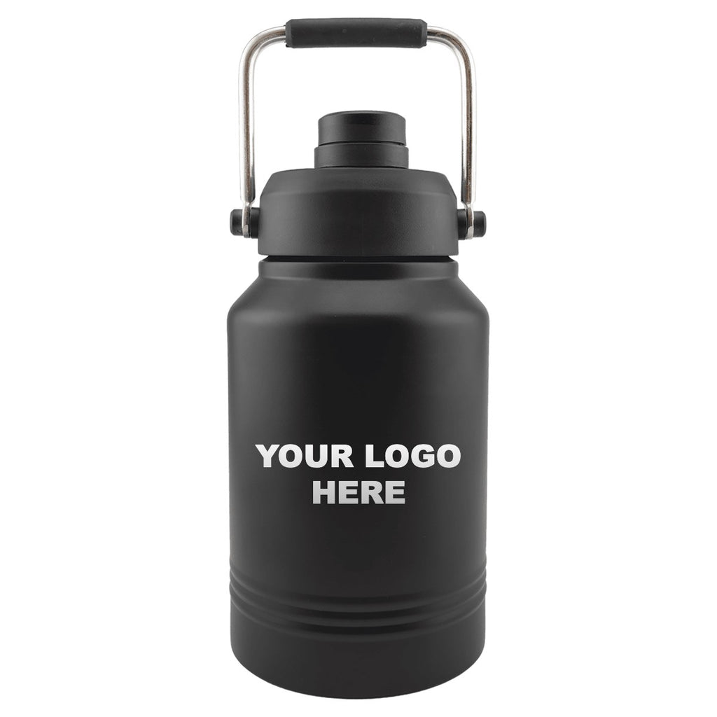 64 oz. insulated water jug with YOUR LOGO HERE engraving placement