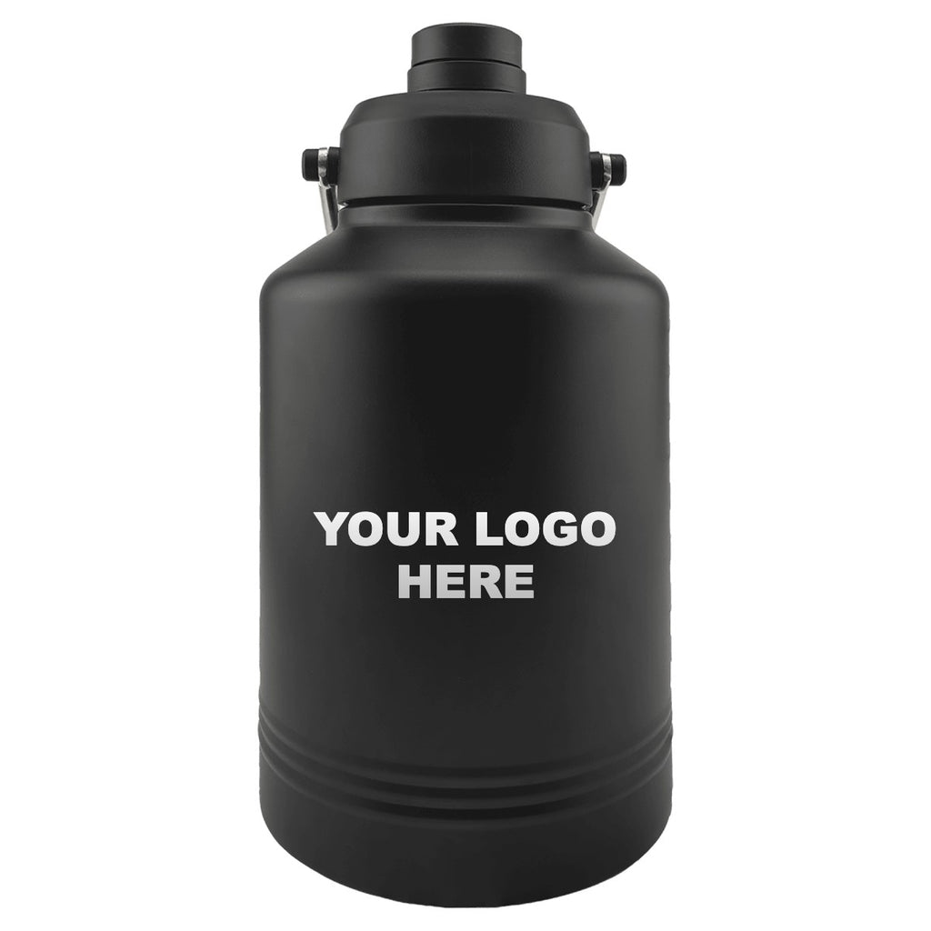 128 oz. insulated water jug with YOUR LOGO HERE engraving placement