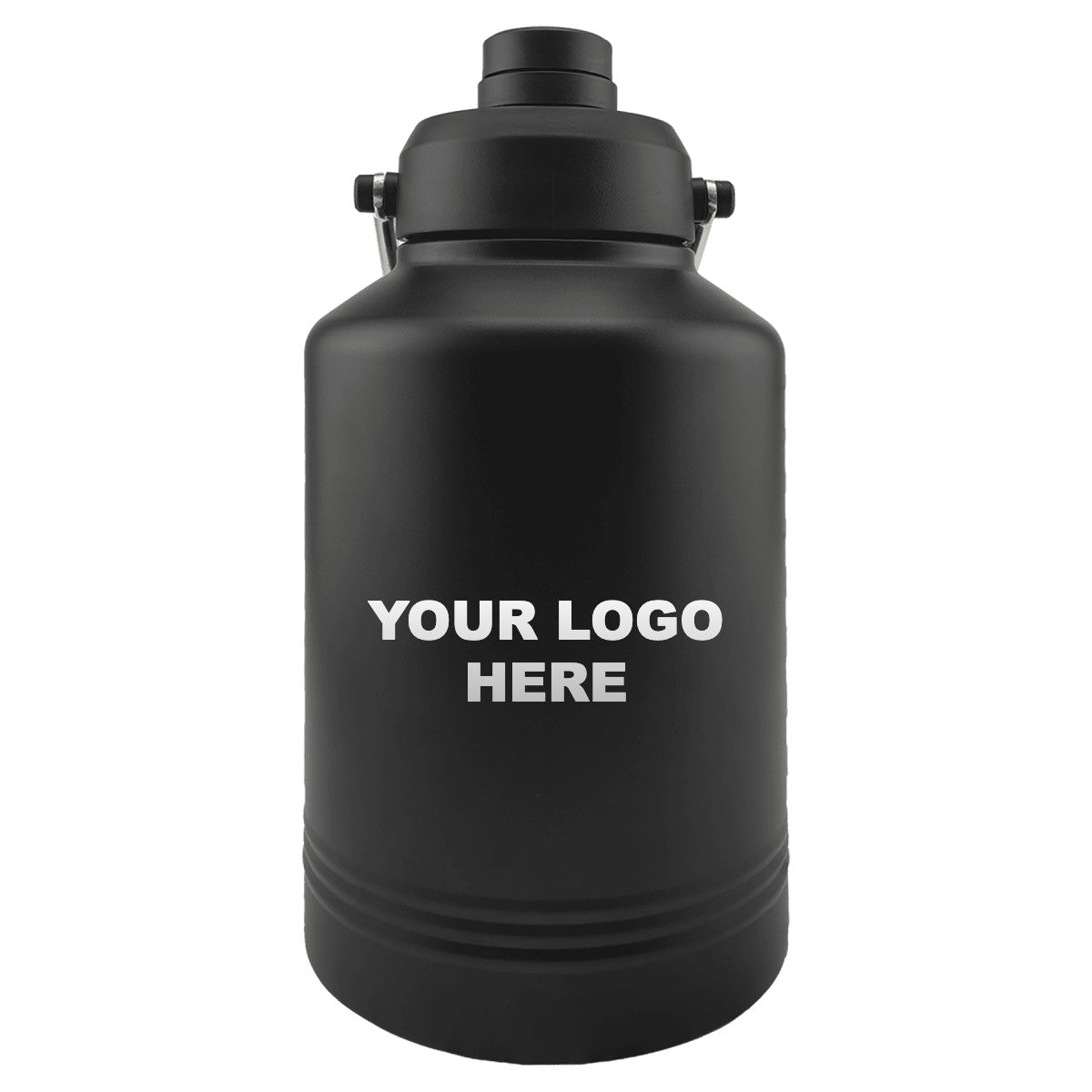 128 oz. insulated water jug with YOUR LOGO HERE engraving placement