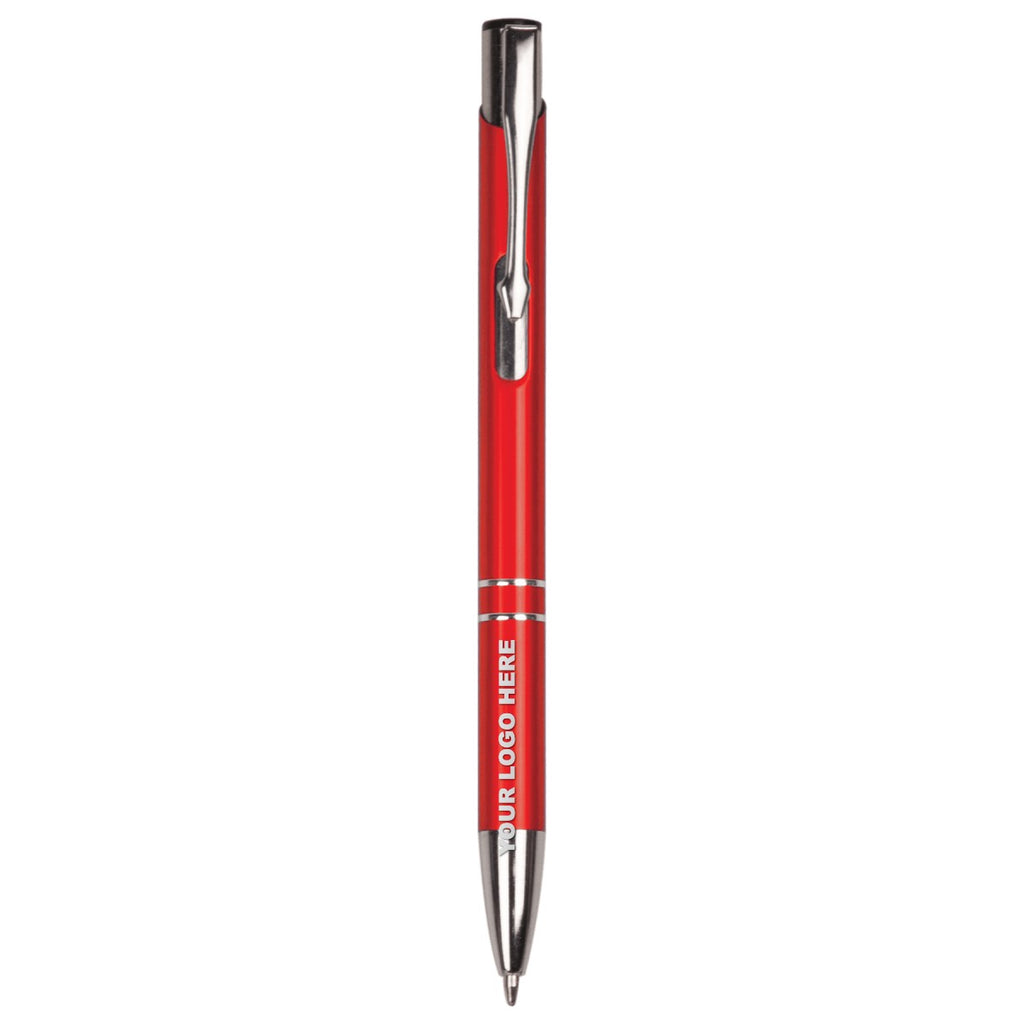 Red engraved pen with YOUR LOGO HERE placement