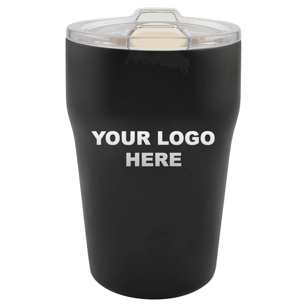 13 oz. ceramic-lined tumbler in Black with YOUR LOGO HERE engraving placement