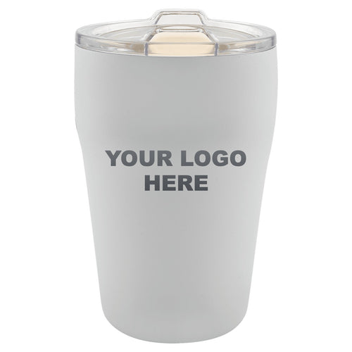 13 oz. ceramic-lined tumbler in White with YOUR LOGO HERE engraving placement