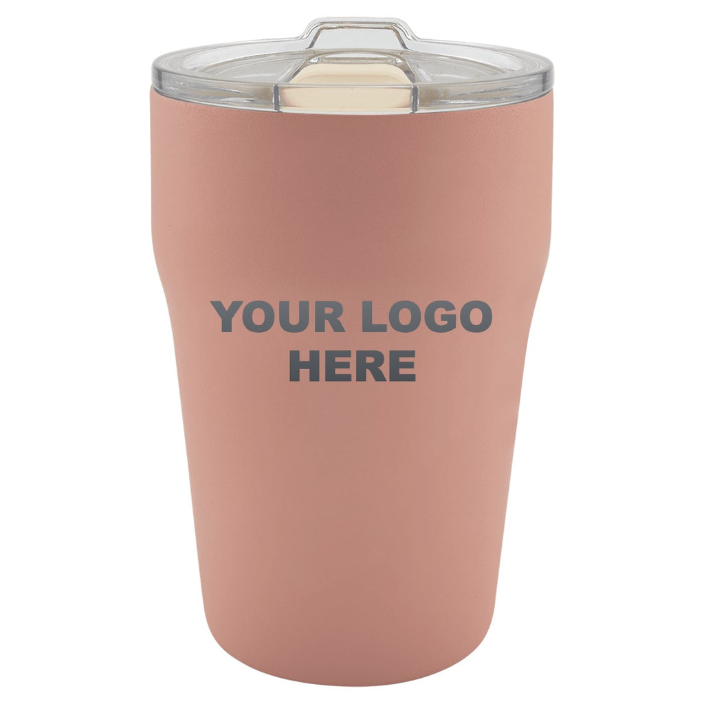 13 oz. ceramic-lined tumbler in Dusty Rose with YOUR LOGO HERE engraving placement