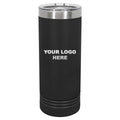 22 oz. skinny tumbler in Black with YOUR LOGO HERE engraving placement