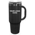 40 oz. tumbler with handle in Black/Ghost Black with YOUR LOGO HERE engraving placement
