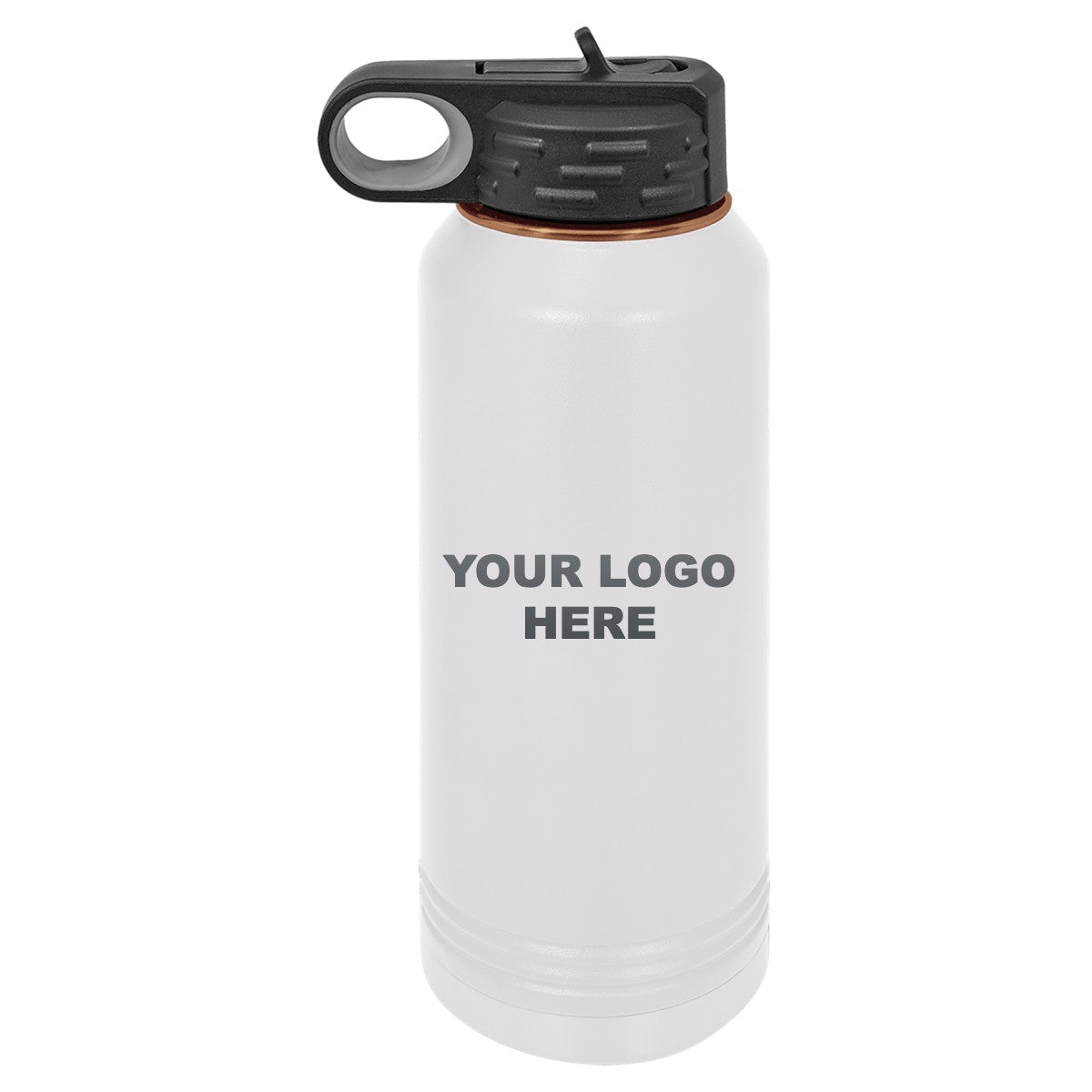 32 oz. water bottle in White/Rose Gold with YOUR LOGO HERE engraving placement