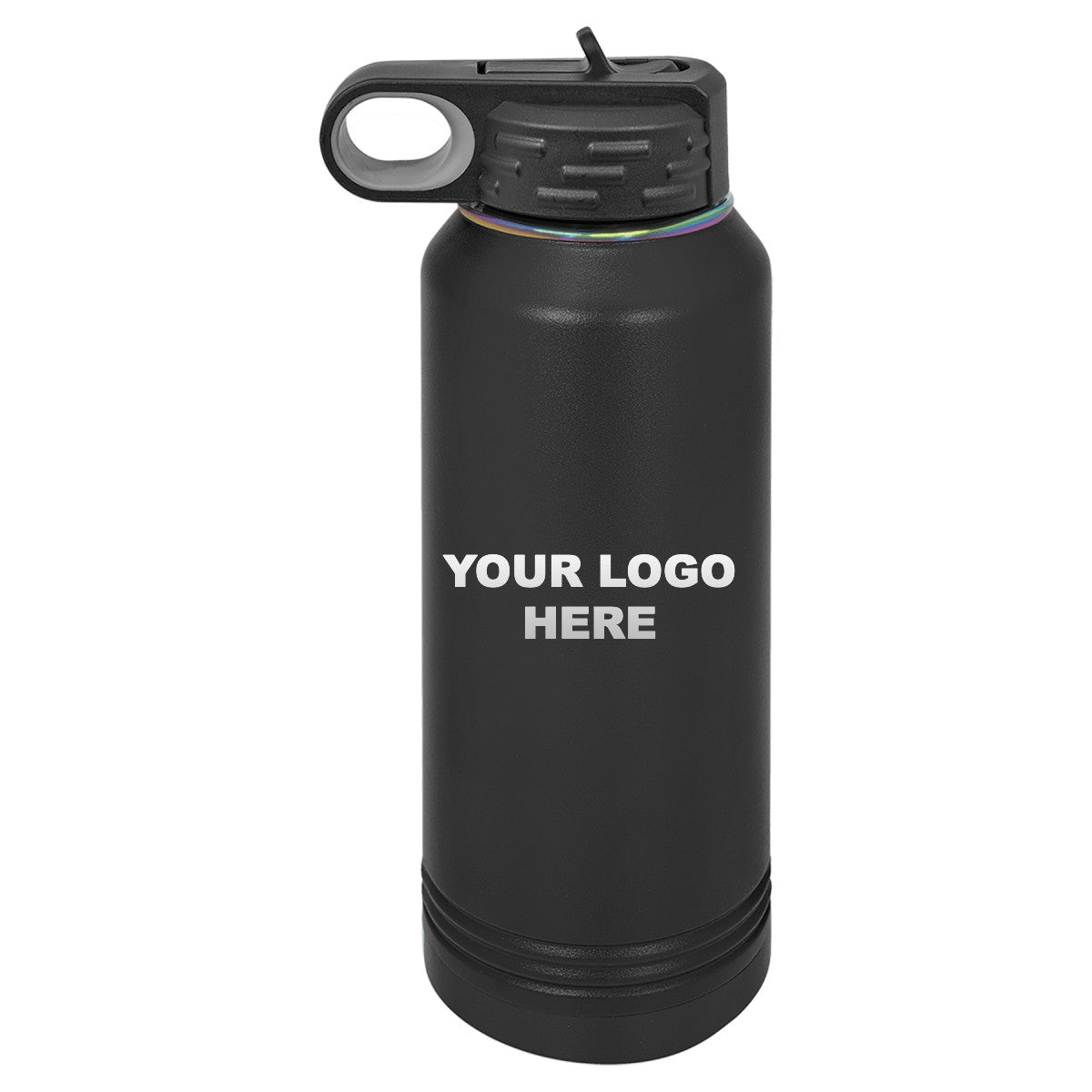 32 oz. water bottle in Black/Prism with YOUR LOGO HERE engraving placement