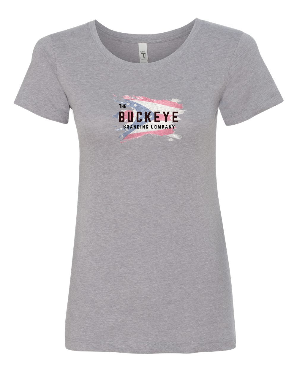 Next Level Women's Ideal Crop Tee in Heather Grey with custom logo