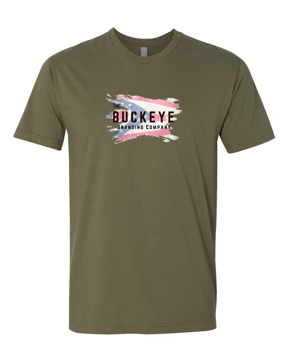 Next Level Lightweight Cotton Tee in Military Green with custom logo