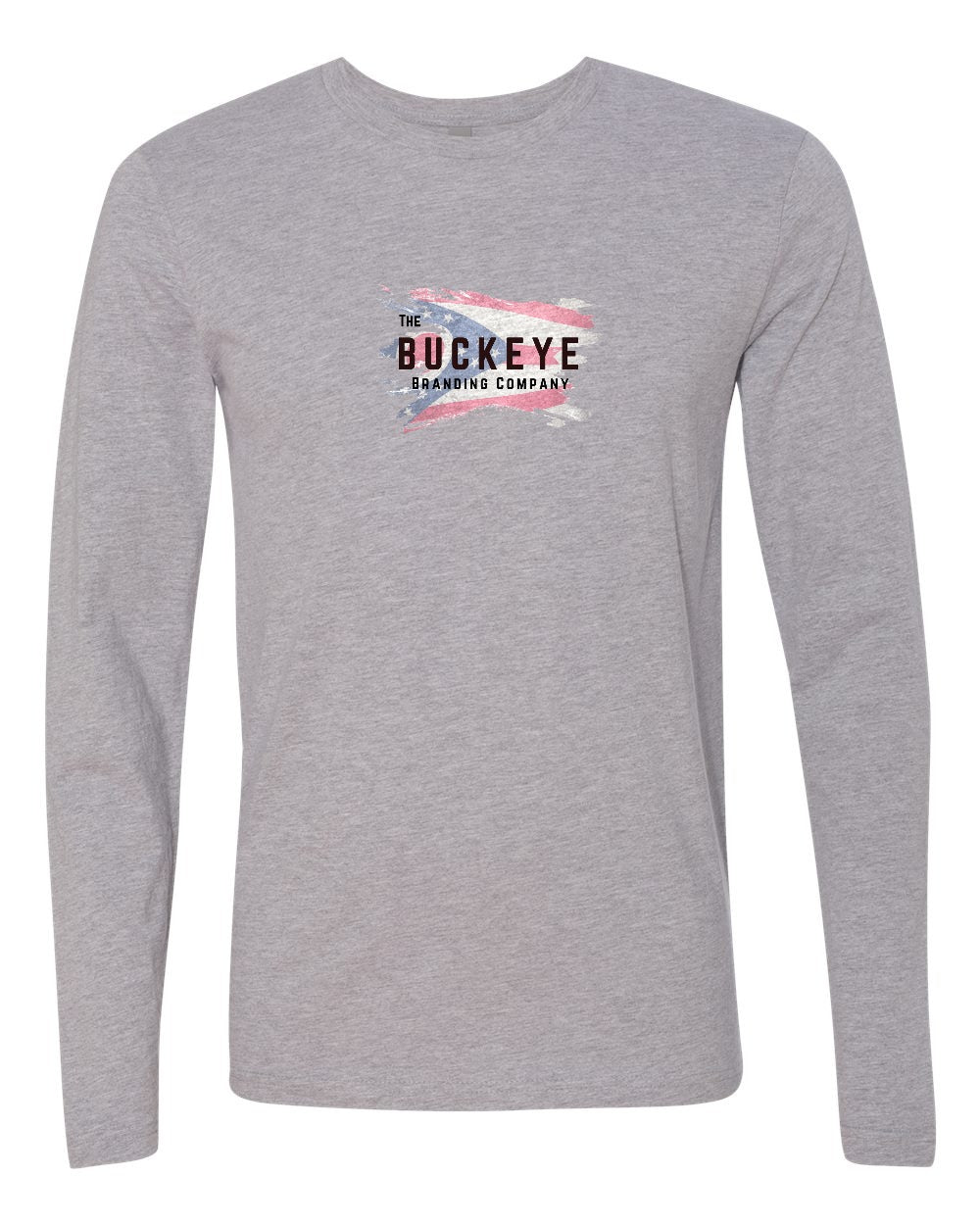 Next Level Cotton Long Sleeve Tee in Heather Grey with custom logo