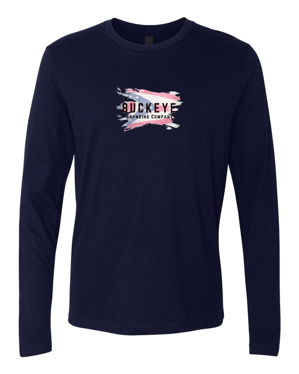 Next Level Cotton Long Sleeve Tee in Midnight Navy with custom logo