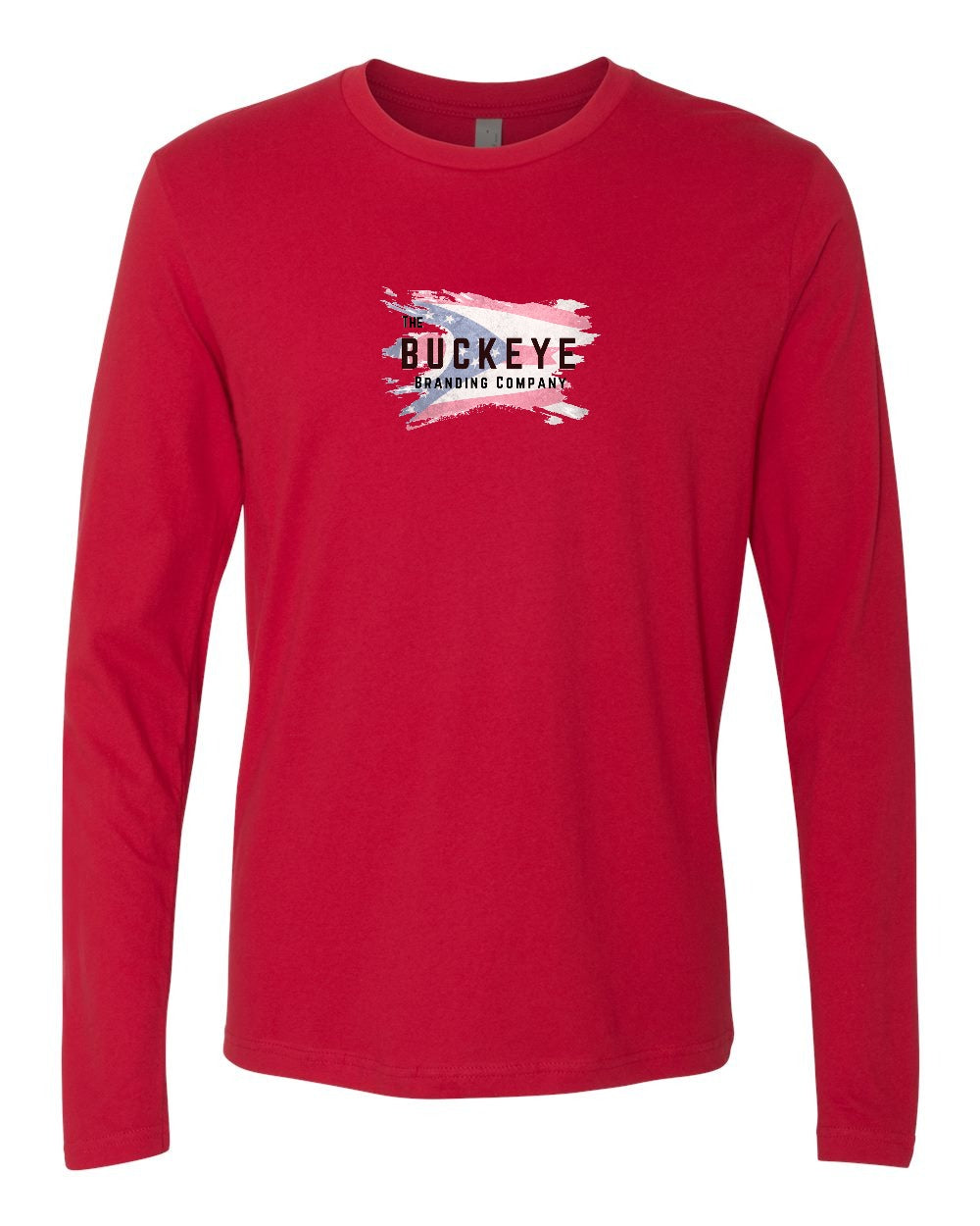 Next Level Cotton Long Sleeve Tee in Red with custom logo