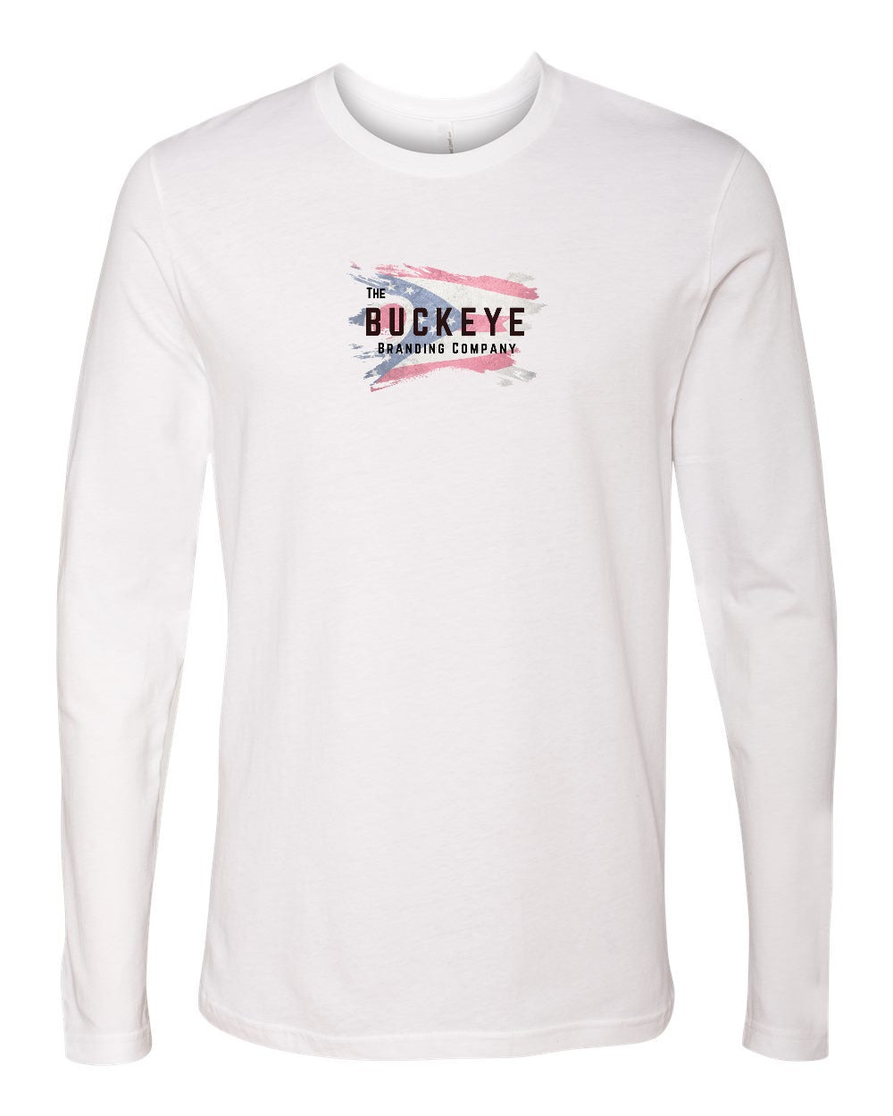 Next Level Cotton Long Sleeve Tee in White with custom logo