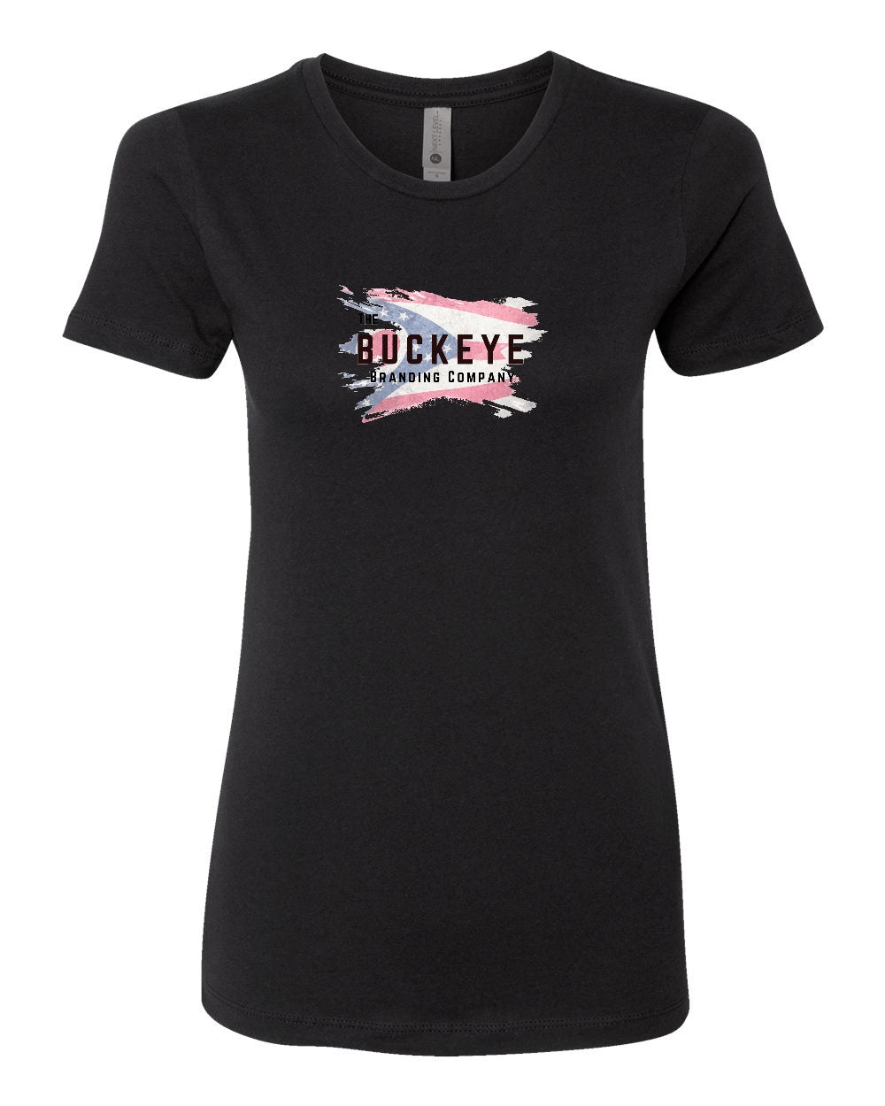 Next Level Women's Boyfriend Tee in Black with custom logo
