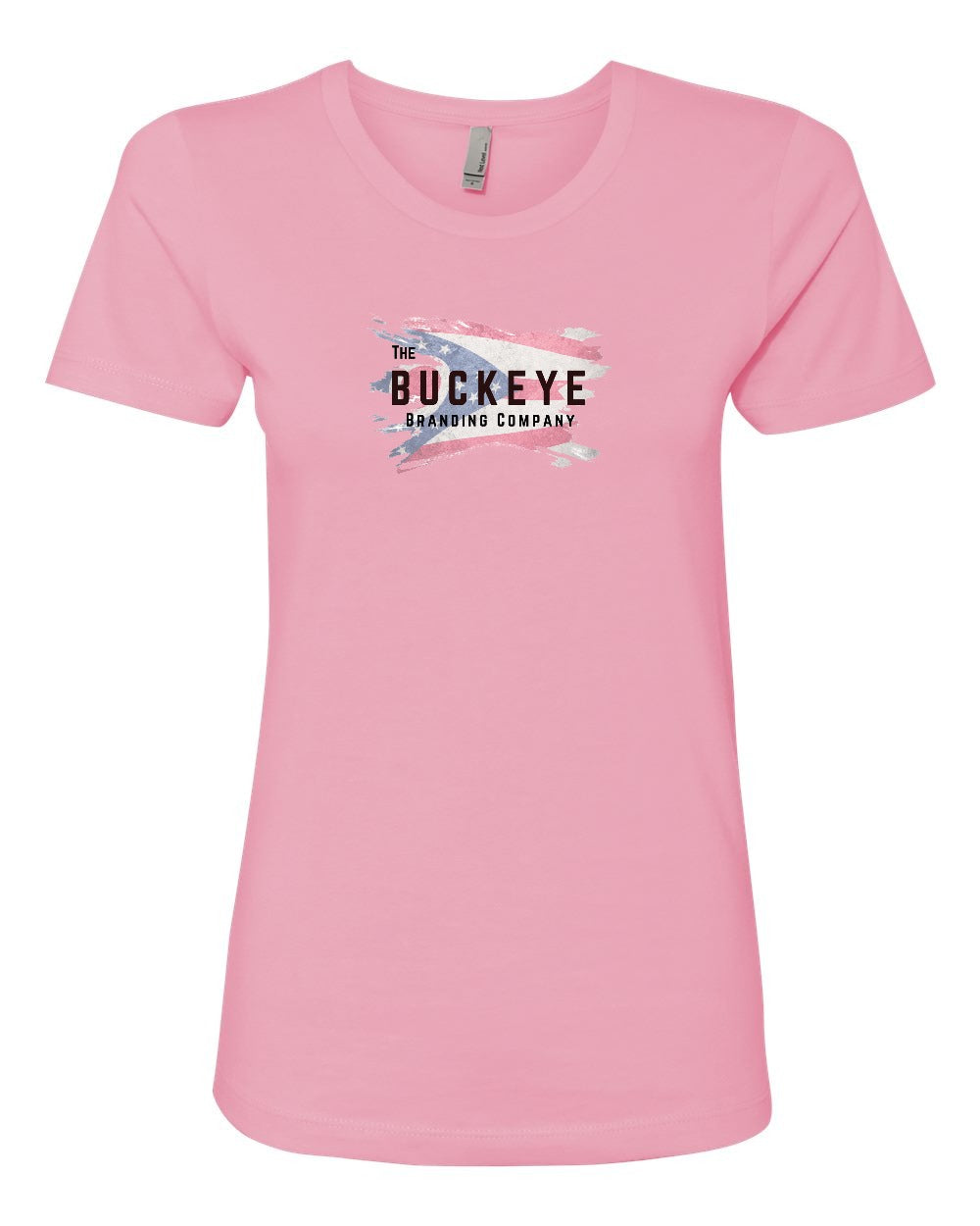 Next Level Women's Boyfriend Tee in Light Pink with custom logo