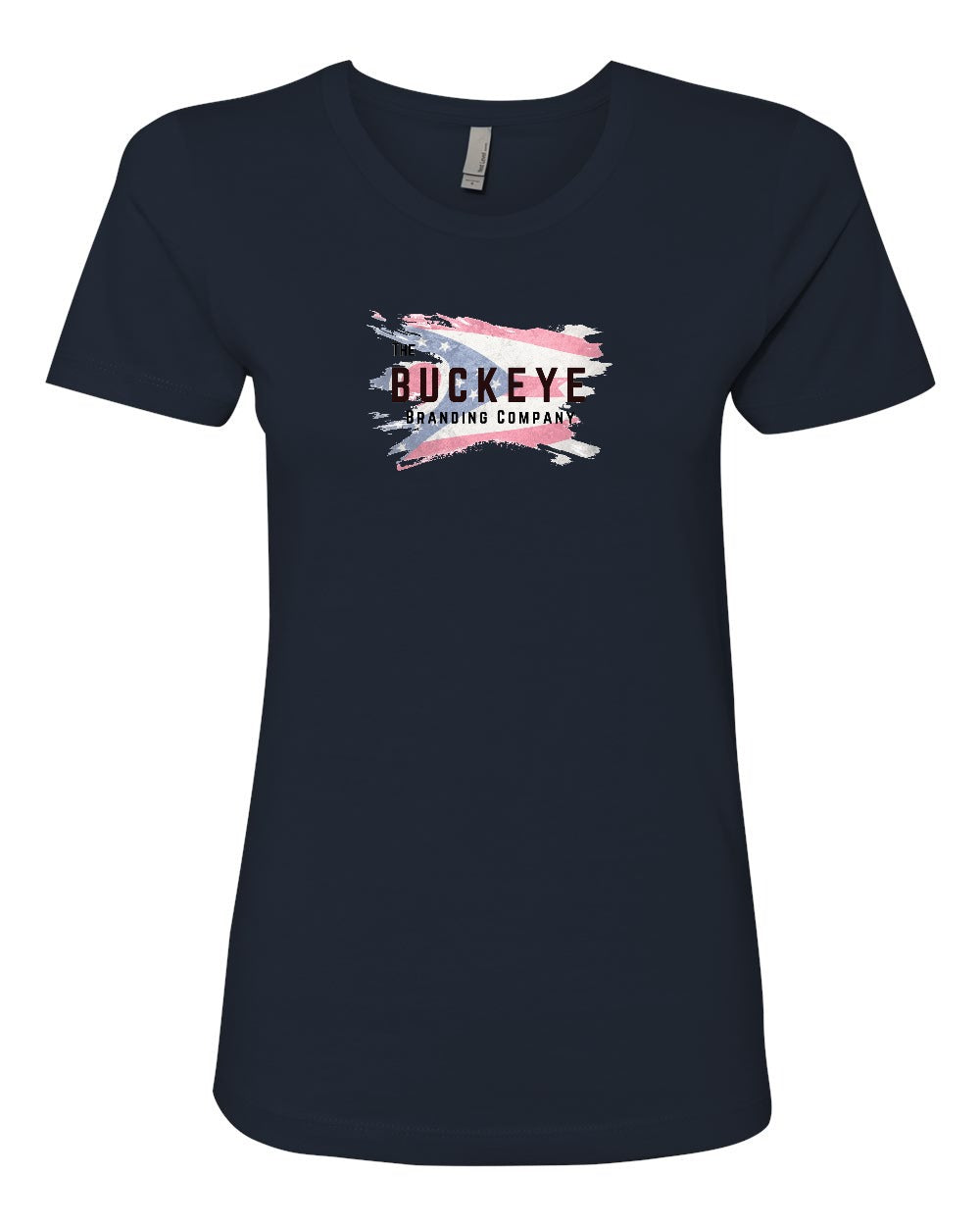 Next Level Women's Boyfriend Tee in Midnight Navy with custom logo