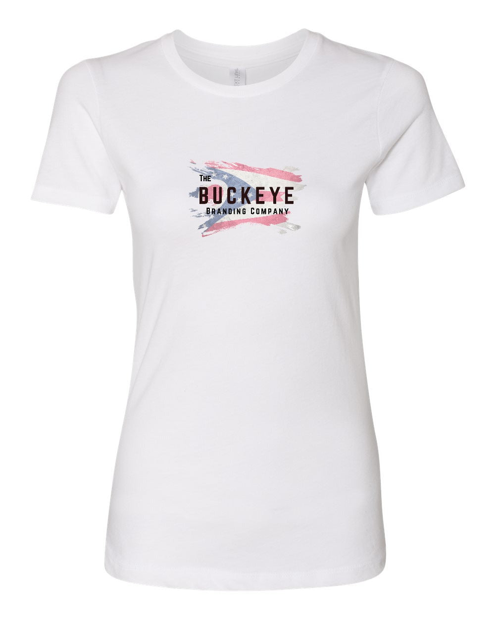 Next Level Women's Boyfriend Tee in White with custom logo