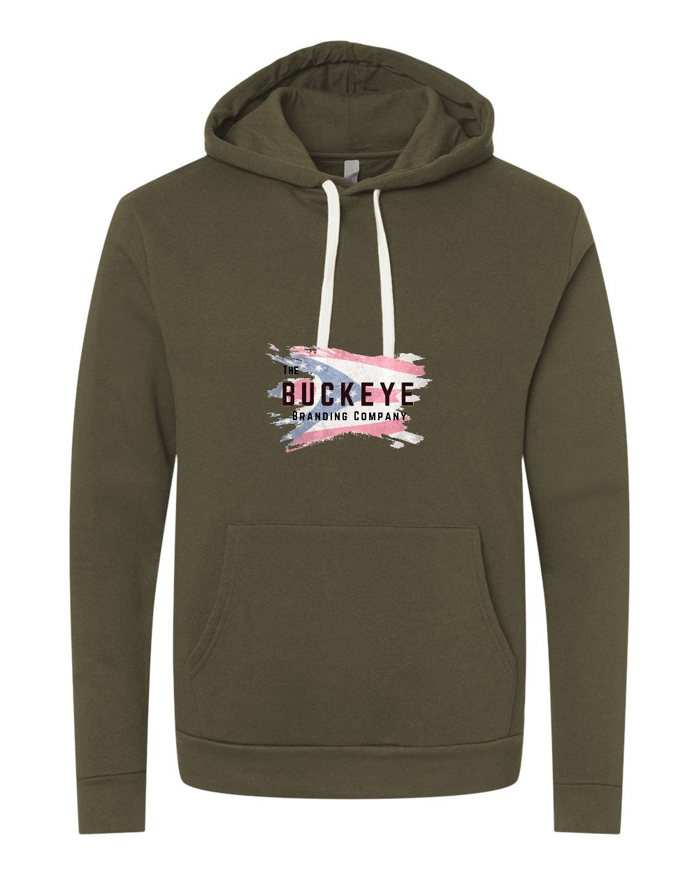 Next Level Santa Barbara Midweight Hoodie in Military Green with custom logo