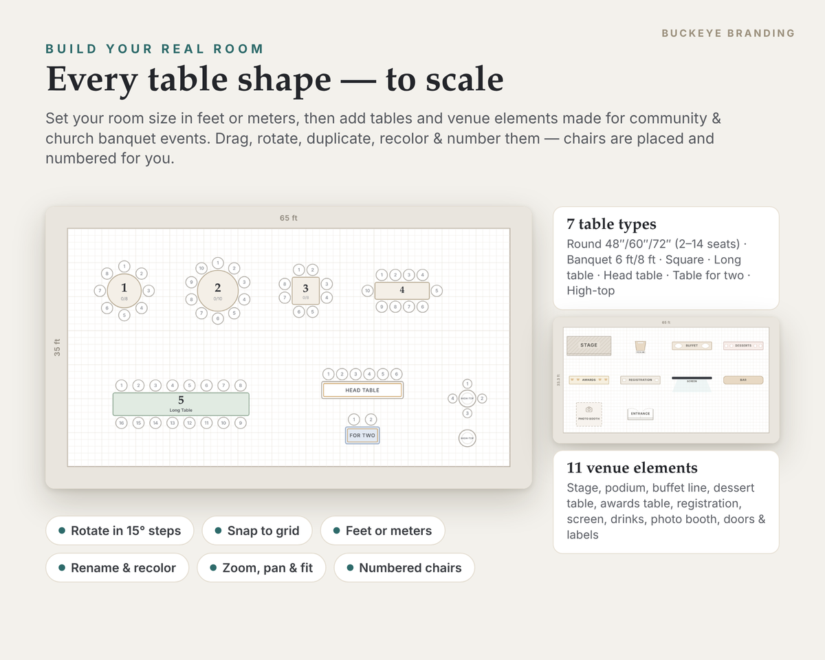 Community Banquet Seating Chart Planner digital download, preview image 2 of 5