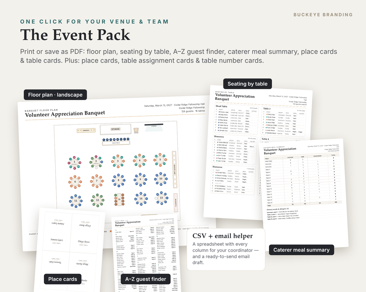 Community Banquet Seating Chart Planner digital download, preview image 4 of 5