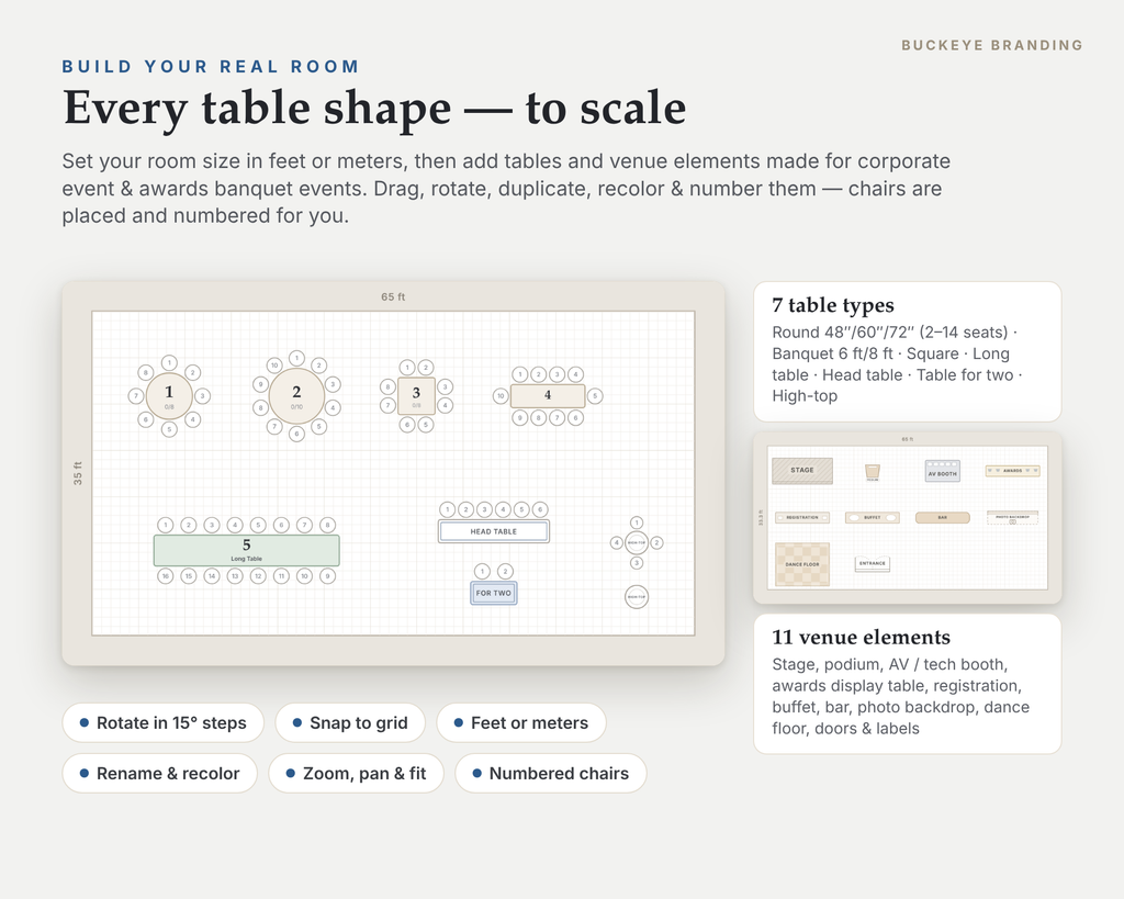 Corporate Event & Awards Banquet Seating Chart Planner digital download, preview image 2 of 5