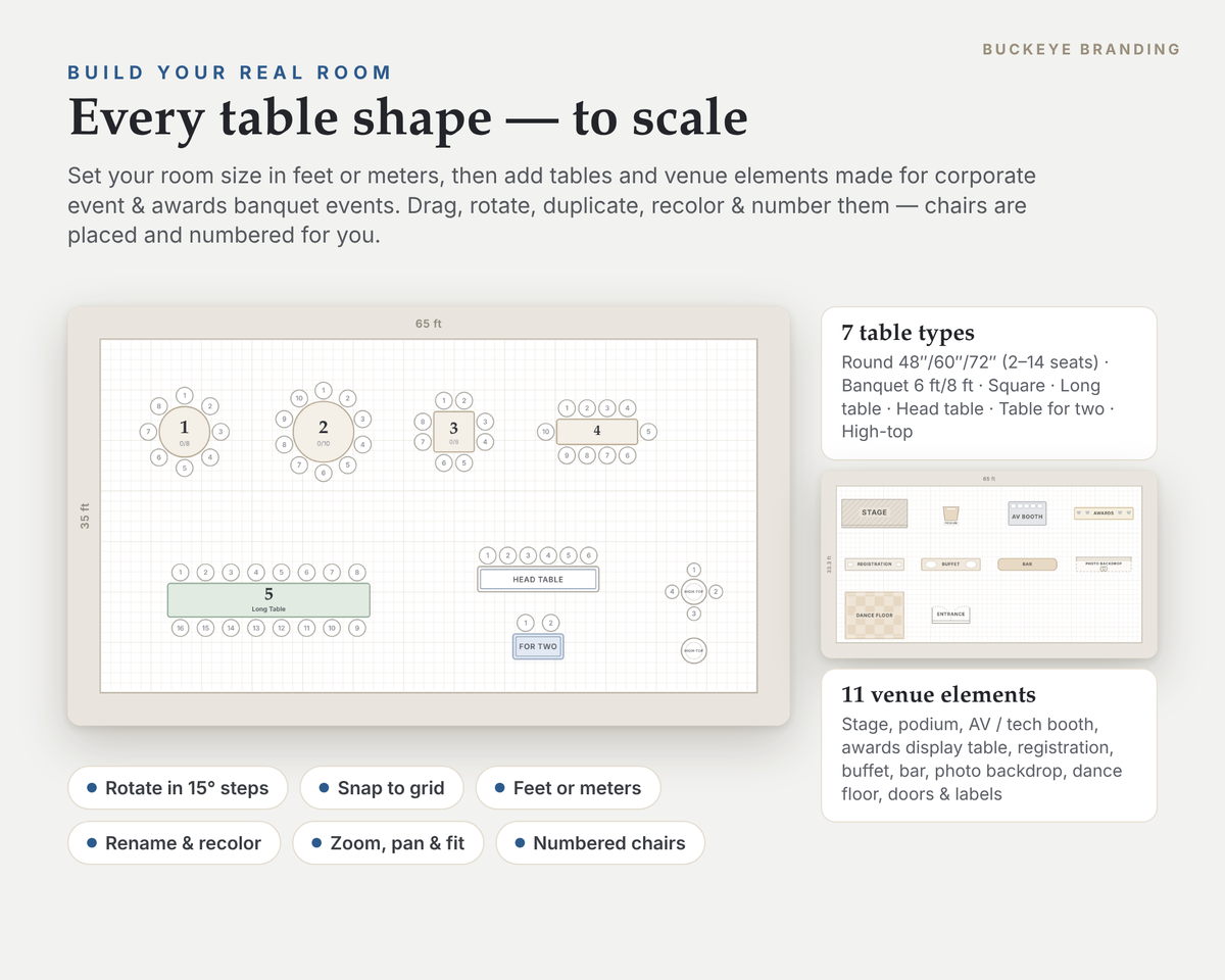 Corporate Event & Awards Banquet Seating Chart Planner digital download, preview image 2 of 5
