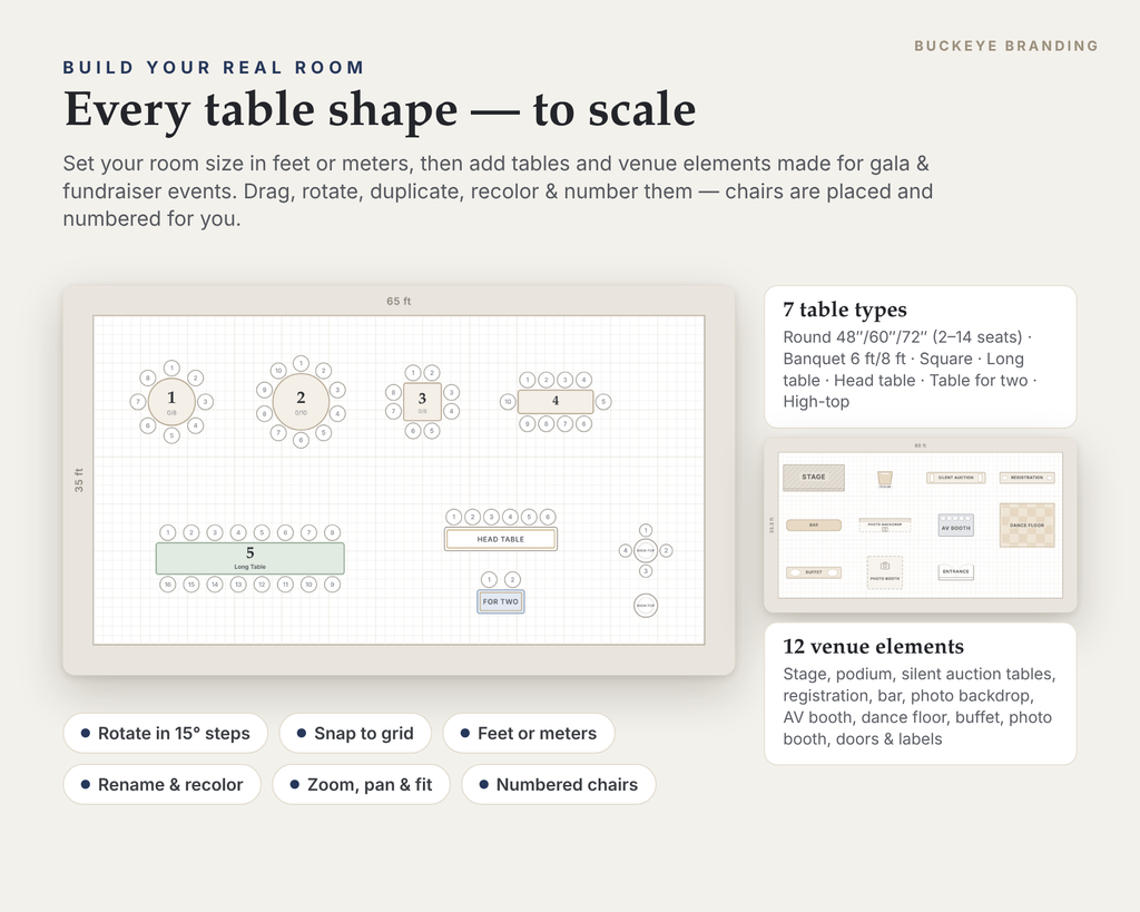 Gala & Fundraiser Seating Chart Planner digital download, preview image 2 of 5