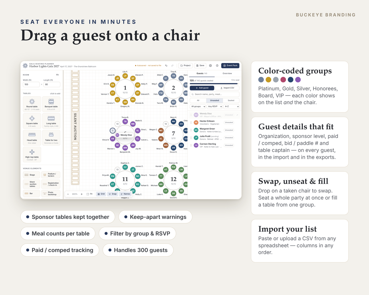 Gala & Fundraiser Seating Chart Planner digital download, preview image 3 of 5