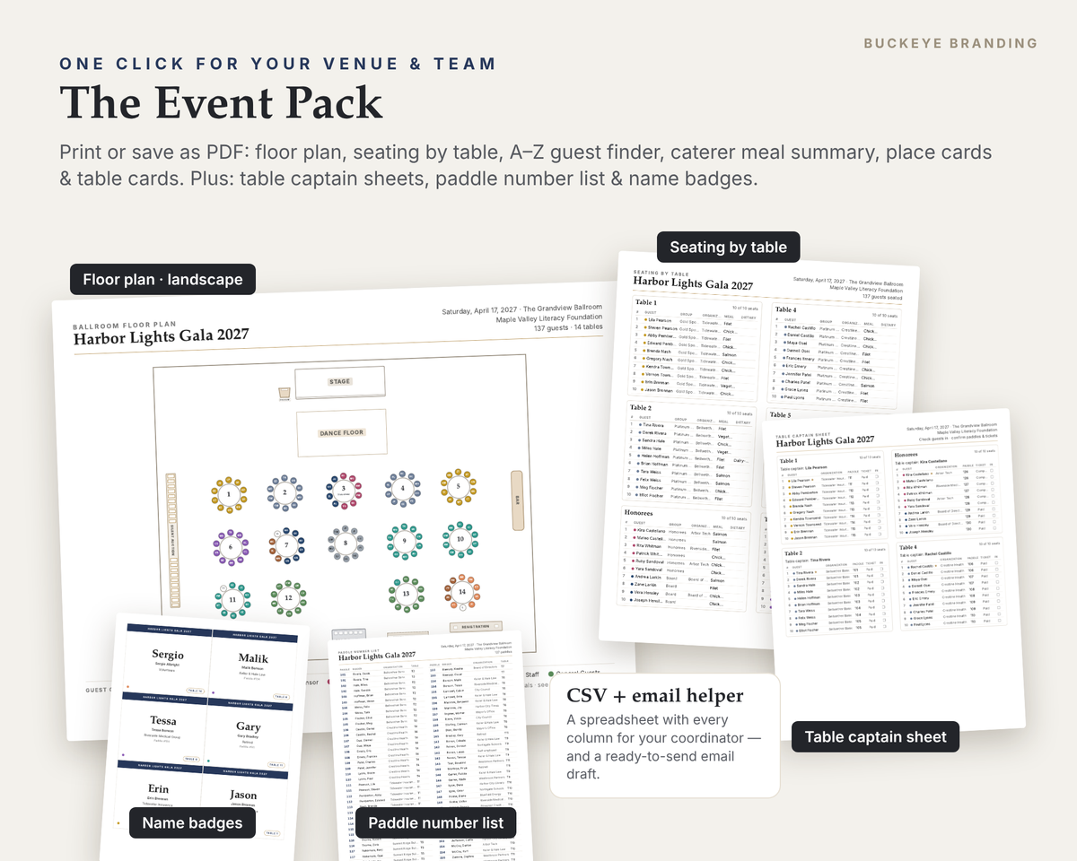 Gala & Fundraiser Seating Chart Planner digital download, preview image 4 of 5