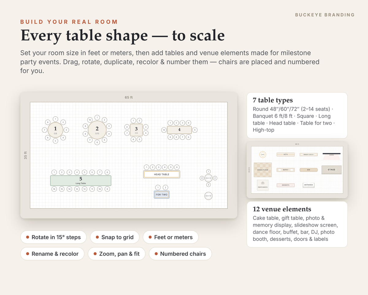 Milestone Party Seating Chart Planner digital download, preview image 2 of 5