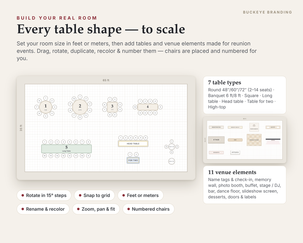 Reunion Seating Chart Planner digital download, preview image 2 of 5