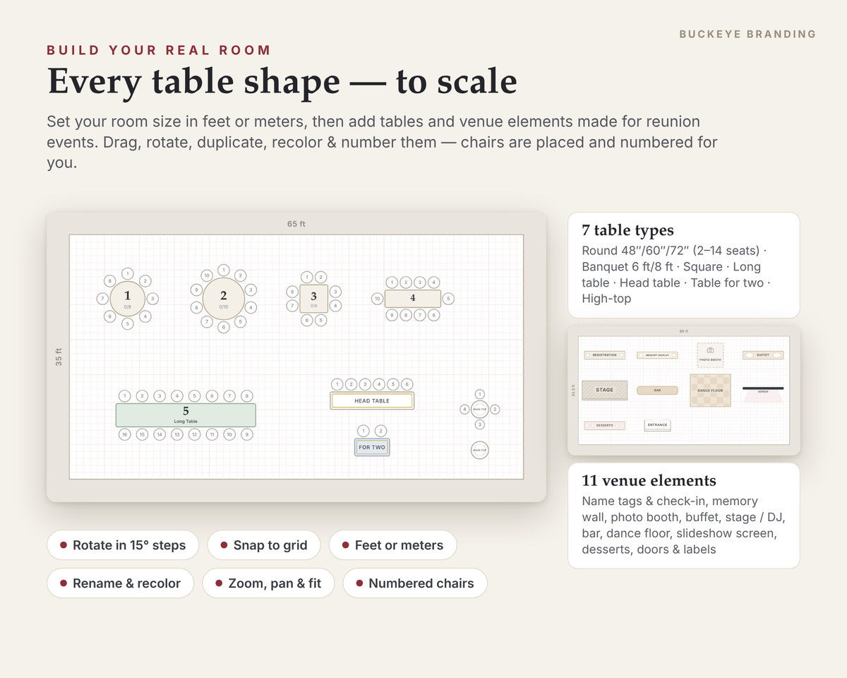 Reunion Seating Chart Planner digital download, preview image 2 of 5