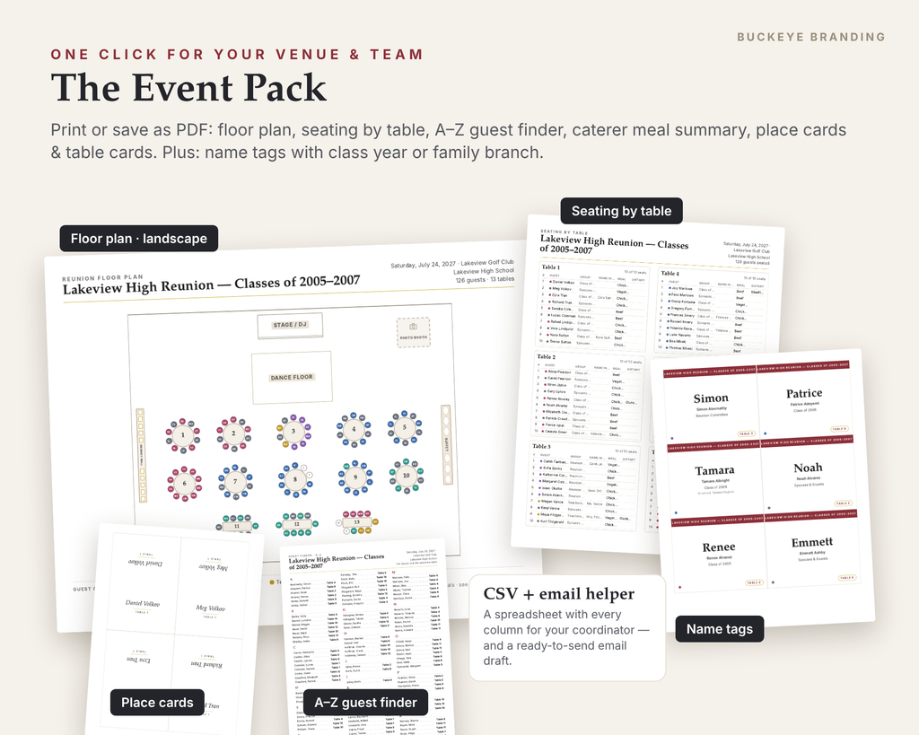 Reunion Seating Chart Planner digital download, preview image 4 of 5