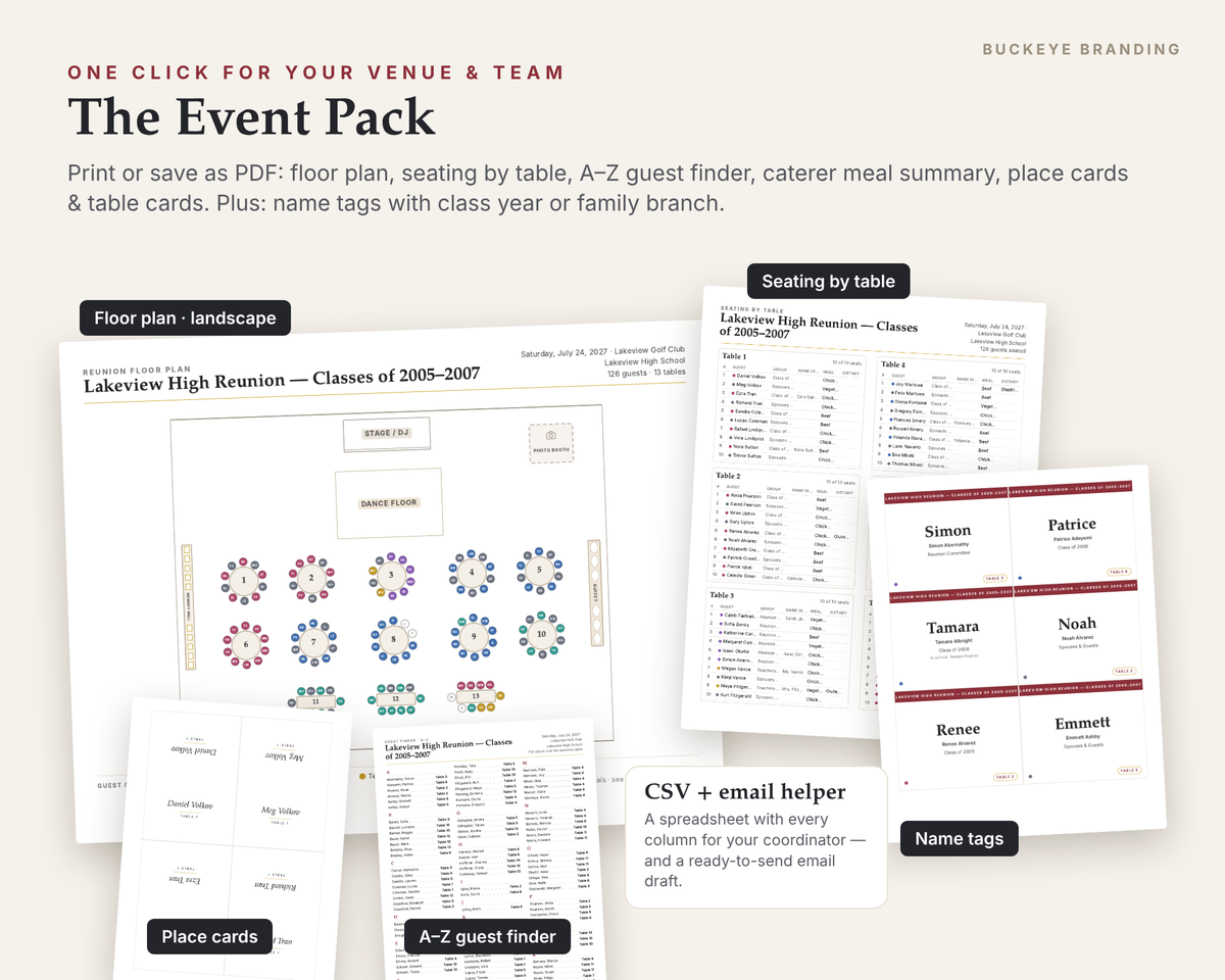 Reunion Seating Chart Planner digital download, preview image 4 of 5