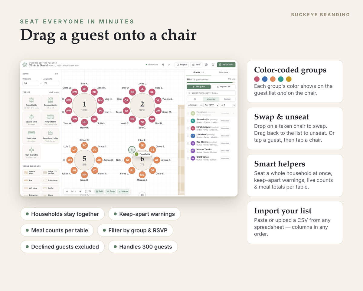 Wedding Seating Chart Planner digital download, preview image 3 of 5