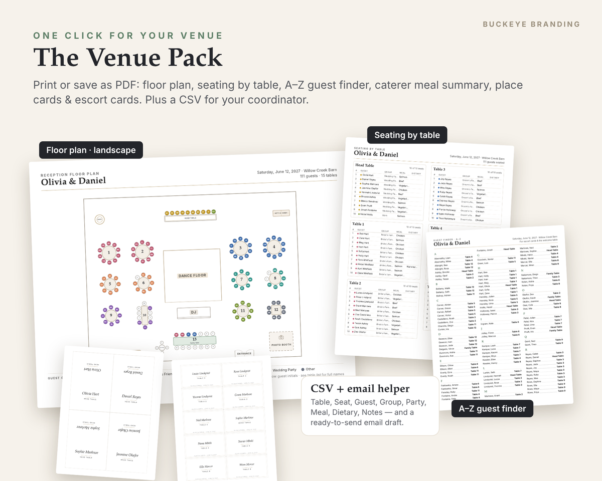 Wedding Seating Chart Planner digital download, preview image 4 of 5